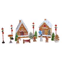 Cenário Natalino Mini Vila de Doces 17 Peças para Decoração.