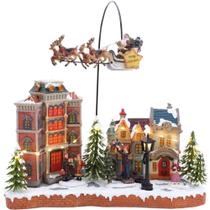 Cenário Natalino Musical com Luzes e Papai Noel e Renas que Voam Vila de Natal em Miniatura com Movimento Musicas de Natal e Luz Cenário Natalino Musical com Luzes e Papai Noel e Renas que Voam Vila de Natal em Miniatura com Movimento Musicas de Natal e Luz