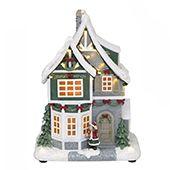 Cenário Vila Enfeite Casa Natalina Musical Som Luz Natal Neve Papai Noel Presente Quarto Escritório Mesa Rack Estante Aparador Decoração Decorativa