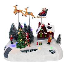 Cenario Vila Natalina Musical Natal Iluminado com Movimento Enfeite Papai Noel Treno Rena Arvore Luz Som Decoraçao Festa Fim de Ano Celebraçao Enfeite