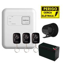 Central Choque Cerca Elétrica Wifi Wireless Via App Intelbras Elc 6012 e Bateria 12v e Sirene 3 Controles