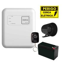 Central Choque Cerca Elétrica Wifi Wireless Via App Intelbras Elc 6012 e Bateria 12v e Sirene
