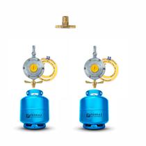 Central de 2 botijão interligado 2 reguladores + tee + mangueira