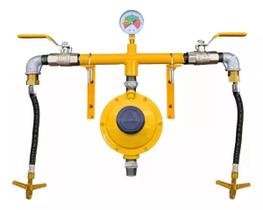 Central Gás Para 2 Botijões 2 Botijões P13 Com Manômetro Central Gás Para 2 Botijões 2 Botijões P13 Com Manômetro