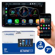 Central MP5 Multimídia Roadstar 2 Din RS7007BR Plus Tela 7 pol Carplay Android Auto sem fio BT USB USB C SD AUX FM
