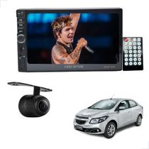 Central Multimidia 1 Din 7 Polegadas + Câmera de Ré Prisma 2006 2007 2008 2009 2010 até 2018