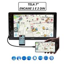 Central Multimídia 1 Ou 2 Din 7 Pol. Bt Usb Touch Fm Espelha