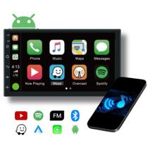 Central Multimídia 2 Din Android 12 Tela IPS 7 Pol. MP5 Bluetooth Espelhamento Android Auto e Carplay Sem fio - HT-6023