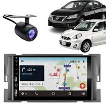Central Multimídia 2 Din Carplay Android Nissan March Moldura + Câmera PT Central Multimídia 2 Din Carplay Android Nissan March Moldura + Câmera PT