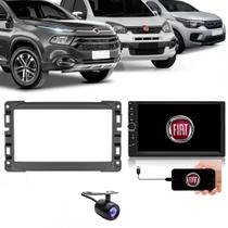 Central Multimídia 2 Din Mp5 Fiat Mobi Câmera Moldura PT Fosco