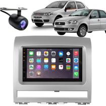 Central Multimídia 2 Din Mp5 Fiat Palio Câmera Moldura Tela Prata