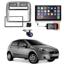 Central Multimídia 2 Din Mp5 Fiat Punto Câmera Moldura Tela Grafite