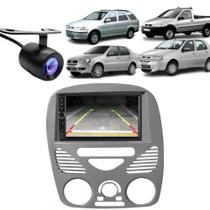 Central Multimídia 2 Din Mp5 Fiat Weekend G2 Câmera Moldura Cinza