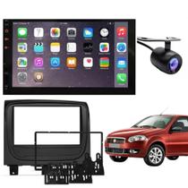 Central Multimídia 2 Din Mp5 Palio Way Câmera Moldura Tela Preto