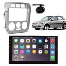Central Multimídia 2 Din Mp5 Saveiro G4 Câmera Moldura Tela Prata