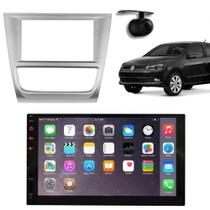 Central Multimídia 2 Din Mp5 Saveiro G6 Câmera Moldura Tela Prata