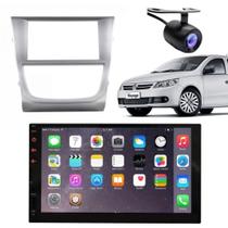 Central Multimídia 2 Din Mp5 Voyage G5 Câmera Moldura Tela Prata