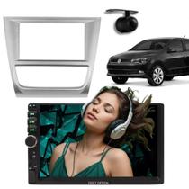 Central Multimídia 2 Din Mp5 Voyage G6 Câmera Moldura Prata Central Multimídia 2 Din Mp5 Voyage G6 Câmera Moldura Prata