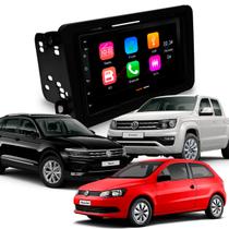 Central Multimídia 7" MP5/BT CarPlay Android + Moldura Preta Amarok Tiguan Jetta Passat Gol AP554
