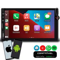 Central Multimídia 7 Polegadas MP5 Automotivo Com Apple Carplay e Android Auto Entrada USB Frontal Bluetooth HTech