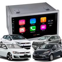 Central Multimídia 7 Polegadas MP5/BT CarPlay Android + Moldura Prata Golf Polo Fox Fiesta Ecosport