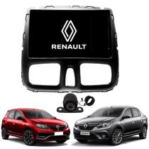 Central multimidia 9 polegadas bluetooth tela touch moldura acabamento renault logan 2014