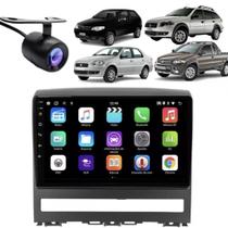 Central Multimídia Android 2 Din Fiat Strada Moldura 9" Câmera Ré PT Fosco