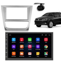 Central Multimidia Android Auto Gol G6 Moldura + Câm Prata