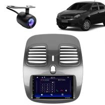 Central Multimidia Android Auto Grand Siena Moldura + Câm Grafite