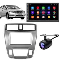Central Multimidia Android Auto Honda City Moldura + Câm Prata