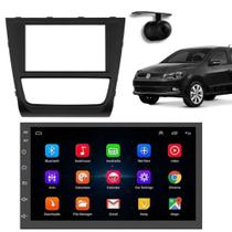 Central Multimidia Android Auto Saveiro G6 Moldura + Câm Preto