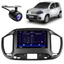 Central Multimidia Android Auto Uno Vivace Moldura + Câm Preto Fosco