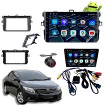 Central multimidia android para corolla com câmera de ré e moldura kit completo