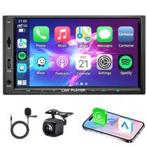 Central multimídia automotiva 2 DIN de 7 polegadas com Apple CarPlay sem fio e Android Auto, rádio com GPS, tela sensível ao toque, Bluetooth, receptor AM/FM, espelhamento de tela, câmera de ré, entrada TF/AUX/USB
