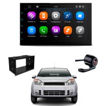 Central Multimídia CarPlay 2Din 7" Câmera de Ré Moldura 2din Fiesta 2005 2006 2007 2008 2009 2010 2011 2012