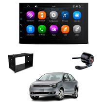 Central Multimídia CarPlay 2Din 7" Câmera de Ré Moldura 2din Polo Sedan 2003 2004 2005 2006 2007 2008 2009 2010 2011
