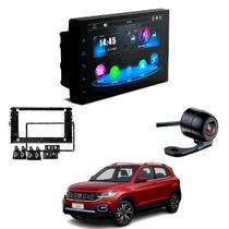 Central Multimídia CarPlay Android Auto 2 Din Faaftech 7" + Câmera Ré Borboleta + Moldura T-Cross 2020 2021 2022 2Din