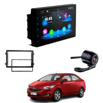 Central Multimídia CarPlay Android Auto Faaftech 7 Polegadas + Câmera de Ré Borboleta + Moldura 2din Prisma 13-19