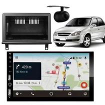 Central Multimídia Carplay Android Corsa Hatch Moldura + Câmera