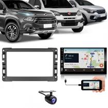 Central Multimídia Carplay Android Fiat Uno Moldura + Câmera Preto Fosco