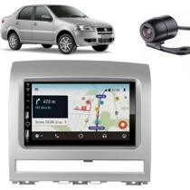 Central Multimídia Carplay Android Palio Moldura + Câmera Prata