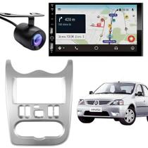 Central Multimídia Carplay Android Sandero Moldura + Câmera Prata Central Multimídia Carplay Android Sandero Moldura + Câmera Prata