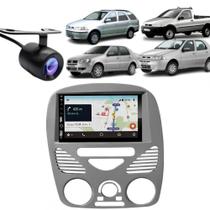Central Multimídia Carplay Android Siena G2 Moldura + Câmera Cinza