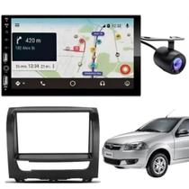 Central Multimídia Carplay Android Siena Moldura + Câmera Preto