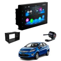 Central Multimídia Carplay Faaftech 7" Câmera de Ré Moldura 2Din Fiesta Sedan 2005 2006 2007 2008 2009 2010 2011 2012
