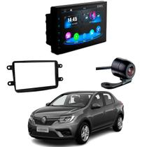 Central Multimídia CarPlay Mp5 2 Din Faaftech 7 Polegadas + Câmera de Ré Borboleta + Moldura 2din Logan