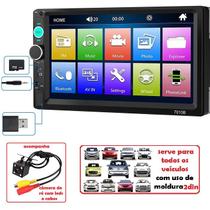 Central Multimídia Com Espelhamento do Celular, Tela de 7 Pol. Bluetooth USB 7010b + Câmera de Ré