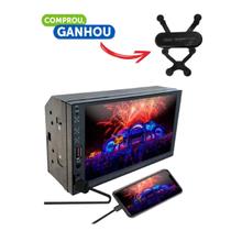 Central Multimídia MP5 2Din 7 Pol TayTech MP8 Plus Espelham Android Comando Voz + Suporte de celular veicular Knup