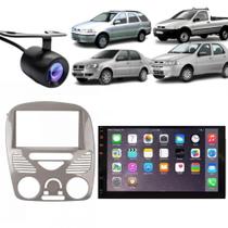 Central Multimídia Mp5 Fiat Strada G3 Câmera Moldura Tela Cinza Brilhante