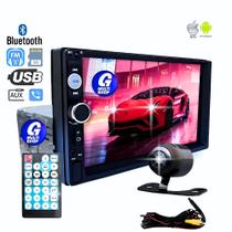Central Multimídia Mp5 Tela 7 Polegadas 1 Din Bt Aux Fm Mic Usb Espelhamento Android/ios Touch Camera de Ré Colorida Logo Montadora Carro